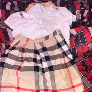 Size 8 shirt & Size 10 skirt stain on shirt that can be cleaned at dry cleaners